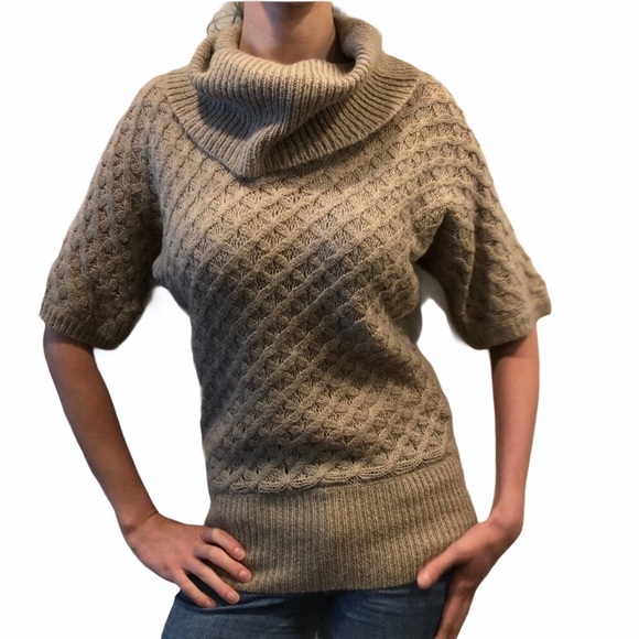 Old Navy Sweaters - Old Navy Short Sleeve Oversized Cowl Neck Sweater Tunic Rope Knit Stretch Tan XS